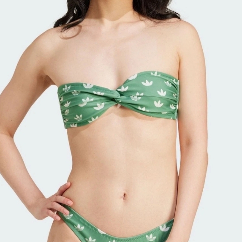 Adidas Originals Monogram Green/Cloud White Bikini Swimsuit Top